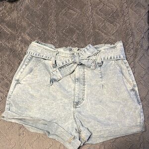 Express Blue Jean Shorts with Paper Bag Waist